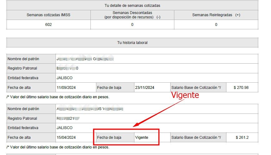 Continuación Voluntaria Ejemplo de una persona que esta activa en el IMSS