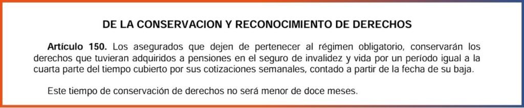 conservación de derechos imss articulo 150